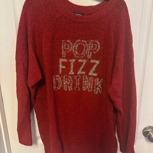 Torrid Red Sweater with Pop Fizz Drink Design - Holiday